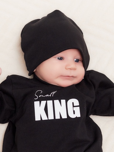 Комплект для мальчика, (джемпер, брюки, шапочка) «Крошка Я» Small King, рост 74-80, чёрный