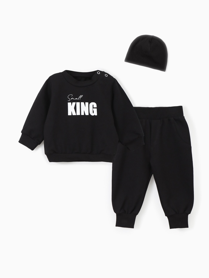 Комплект для мальчика, (джемпер, брюки, шапочка) «Крошка Я» Small King, рост 80-86, чёрный - Фото 1