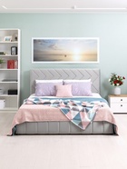 Кровать двуспальная «Милана», с подъёмным механизмом, спальное место 1600×2000 мм, велюр, цвет светло – серый  (артикул 10953253)  большой выбор товаров оптом и в розницу по низким ценам с доставкой