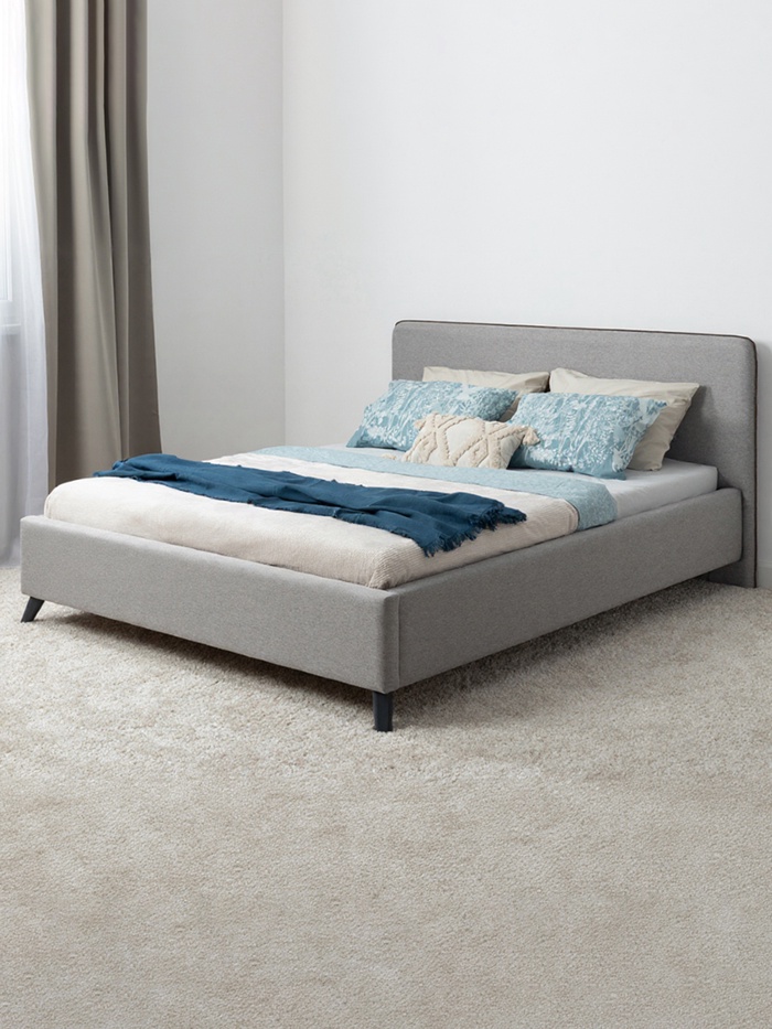 Кровать двуспальная «Миа», с подъёмным механизмом, спальное место 1600×2000 мм, рогожка, цвет серый - Фото 1