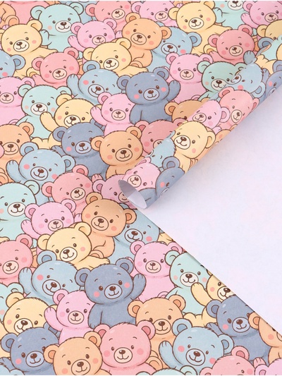 Бумага упаковочная крафтовая «Весёлые медведи», 50×70 см