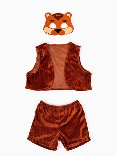 Карнавальный костюм «Мишка», жилет, шорты, маска фетр, рост 92-116 см