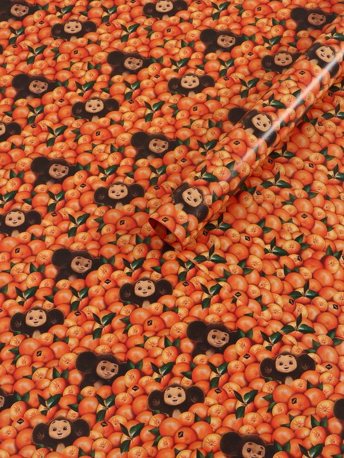 Бумага упаковочная глянцевая двусторонняя «Чебурашка», 70×100 см - Фото 1