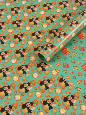 Бумага упаковочная глянцевая двусторонняя «Чебурашка», 70 х 100 см