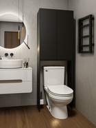 УЦЕНКА Шкаф над стиральный машиной Комфорт, 640х306х1780, Графит - Фото 2