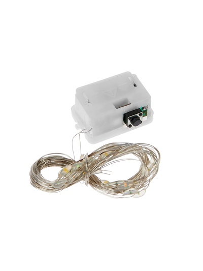 Гирлянда «Нить» 3 м, роса, IP20, серебристая нить. 30 LED, от батареек AG13×3, 3 режима, свечение белое
