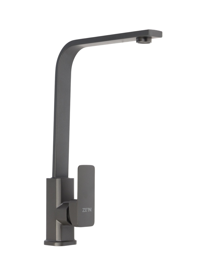 УЦЕНКА Смеситель для кухни ZEIN Z3762, однорычажный, высота излива 34 см, графит - Фото 1