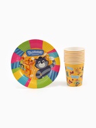 Посуда одноразовая бумажная на 10 персон «Простоквашино»: стаканы, тарелки, скатерть, Союзмультфильм - фото 119823429