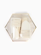 Набор посуды для праздника на 20 персон, белый с золотом (тарелки 23 см, стакан 250 мл) 10886691