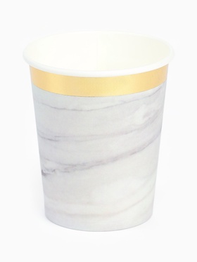 Посуда одноразовая бумажная на 20 персон, 40 предметов, мрамор белый