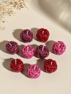 Набор свечей декоративных «Пионы», 9 шт. 3.5×3.5×2.5 см, розово-фиолетовые, 14×14×4 см - Фото 1