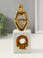 Фигура керамика «Задумчивый человек», белый с золотом, 7×9.5×26 см - фото 63129940