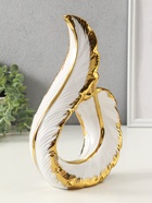 Фигура керамика «Изогнутое пёрышко», белый с золотом, 9×17.5×29.5 см - фото 63129949