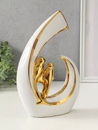 Фигура керамика «Две птички. Абстракция», белый с золотом, 8×20×29 см - фото 63129954