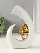 Фигура керамика «Две птички. Абстракция», белый с золотом, 8×20×29 см - фото 63129955