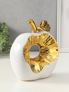 Фигура керамика «Срез яблока», белый с золотом, 11×18×22 см - Фото 2