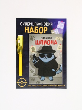 Набор: ручка с фонариком и невидимыми чернилами, блокнот А6, 16 л 