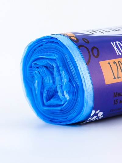 Мешки для мусора 120 л, ПНД, толщина 15 мкм, 10 шт. 68×106 см, в рулоне, синие