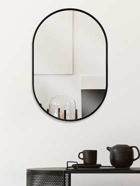 Зеркало интерьерное настенное овальное, c окантовкой, 60×40 см, цвет чёрный