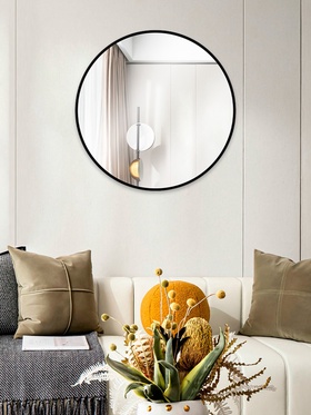 Зеркало интерьерное настенное круглое, c окантовкой, d=70 см, цвет чёрный