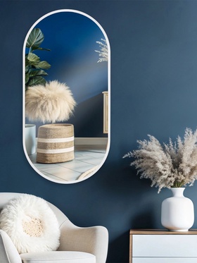 Зеркало интерьерное настенное овальное, c окантовкой, 80×40 см, цвет белый