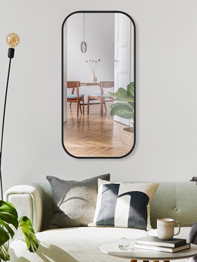 Зеркало интерьерное настенное, с закругленными углами, c окантовкой 80×40 см, цвет чёрный