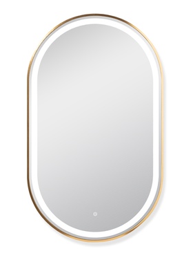 Зеркало настенное сенсорное, с LED – подсветкой, в овальной раме из алюминия, 100×60 см, цвет медный