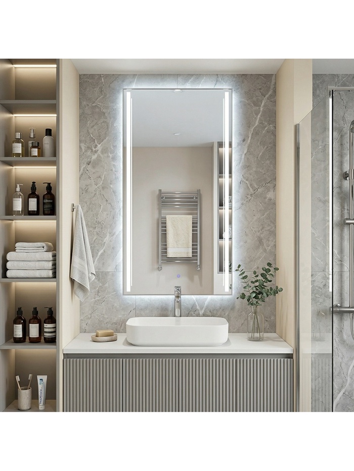 Зеркало настенное сенсорное, с LED – подсветкой, с гравировкой, 120×60 см