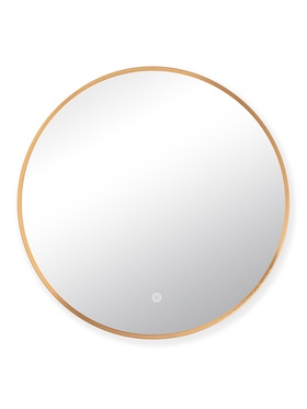 Зеркало настенное сенсорное, с LED – подсветкой, в круглой раме из алюминия, d=50 см, цвет медный