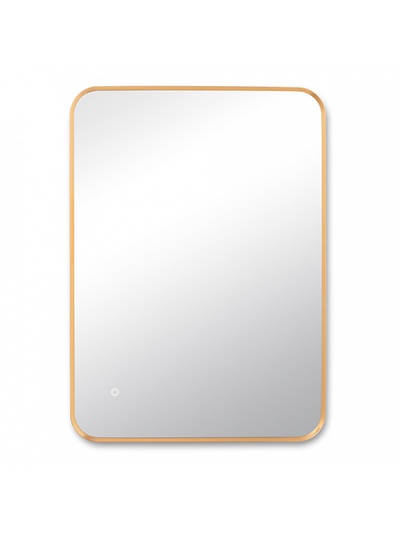 Зеркало настенное сенсорное, с LED – подсветкой, в прямоугольной раме из алюминия, 70×50 см, цвет медный