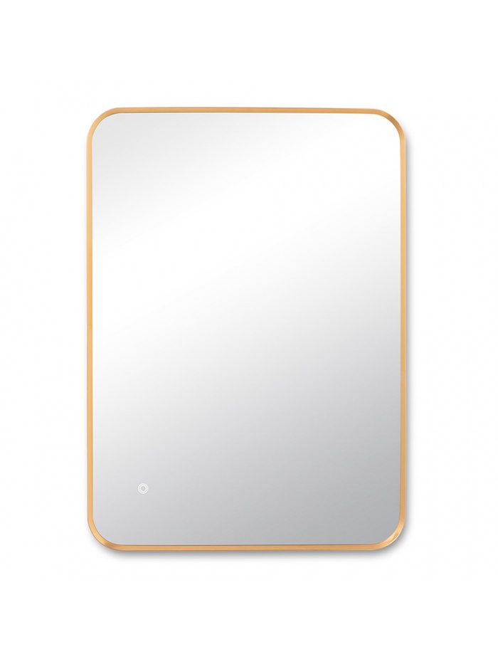 Зеркало настенное сенсорное, с LED – подсветкой, в прямоугольной раме из алюминия, 70×50 см, цвет медный - Фото 1