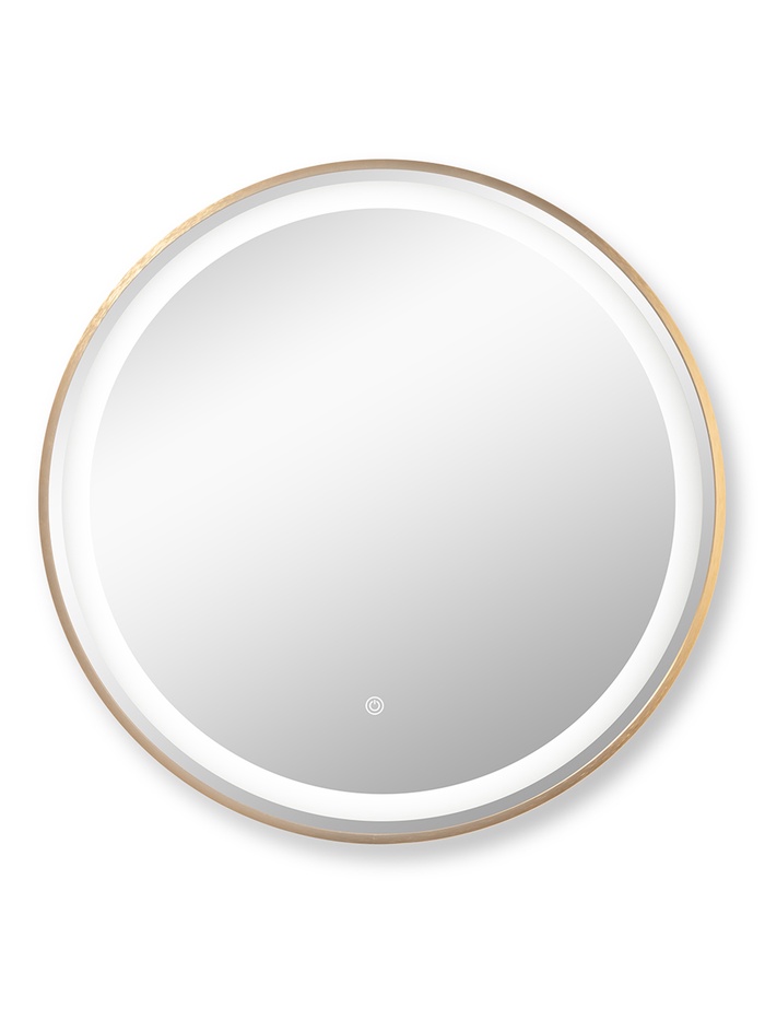 Зеркало настенное сенсорное, с LED – подсветкой, в круглой раме из алюминия, d=60 см, цвет золотой - Фото 1