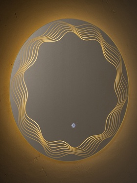 Зеркало настенное сенсорное «Волна», с LED – подсветкой, с гравировкой, d=60 см