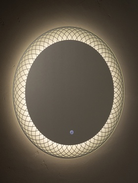 Зеркало настенное сенсорное, с LED – подсветкой, с гравировкой, d=60 см, матовый