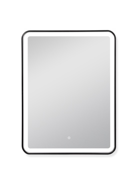 Зеркало настенное сенсорное, с LED – подсветкой, в прямоугольной раме из алюминия, 60×80 см, цвет чёрный