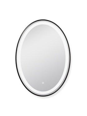 Зеркало настенное сенсорное, с LED – подсветкой, в овальной раме из алюминия, 70×50 см, цвет чёрный