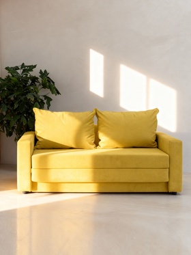 Диван прямой «Верона», механизм аккордеон, обивка велюр, цвет горчичный