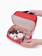 УЦЕНКА Косметичка 2х-секционная Одноцвет, 23×14×16 см, 2 отдела на молниях, красный - Фото 5