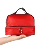 УЦЕНКА Косметичка 2х-секционная Одноцвет, 23×14×16 см, 2 отдела на молниях, красный - Фото 9