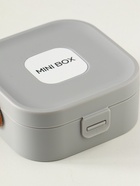 Шкатулка для украшений с зеркалом, с ручкой 3 ячейки, 3 полосы, серый, пластик, 9×9×3.8 см - фото 63130167