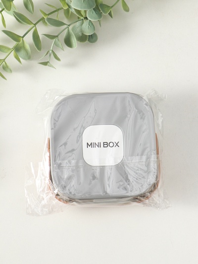 Шкатулка для украшений с зеркалом, с ручкой 3 ячейки, 3 полосы, серый, пластик, 9×9×3.8 см