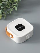 Шкатулка для украшений с зеркалом, с ручкой 3 ячейки, 3 полосы, белый, пластик, 9×9×3.8 см - Фото 1