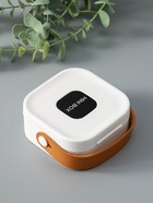 Шкатулка для украшений с зеркалом, с ручкой 3 ячейки, 3 полосы, белый, пластик, 9×9×3.8 см - Фото 4