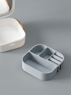 Шкатулка для украшений с зеркалом, с ручкой 3 ячейки, 3 полосы, белый, пластик, 9×9×3.8 см - Фото 6