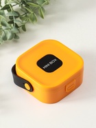 Шкатулка для украшений с зеркалом, с ручкой 3 ячейки, 3 полосы, оранжевый, пластик, 9×9×3.8 см - Фото 1