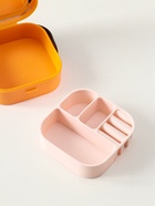 Шкатулка для украшений с зеркалом, с ручкой 3 ячейки, 3 полосы, оранжевый, пластик, 9×9×3.8 см - Фото 6