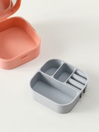 Шкатулка для украшений с зеркалом, с ручкой 3 ячейки, 3 полосы, персик, пластик, 9×9×3.8 см - Фото 6