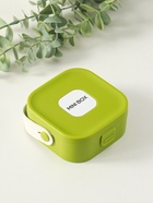 Шкатулка для украшений с зеркалом, с ручкой 3 ячейки, 3 полосы, зелёный, пластик, 9×9×3.8 см - Фото 1