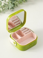 Шкатулка для украшений с зеркалом, с ручкой 3 ячейки, 3 полосы, зелёный, пластик, 9×9×3.8 см - Фото 5