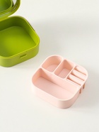 Шкатулка для украшений с зеркалом, с ручкой 3 ячейки, 3 полосы, зелёный, пластик, 9×9×3.8 см - Фото 6